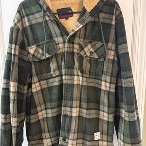 Women’s Large Aeropostale Green Fleece Lined Plaid Y2K Jacket